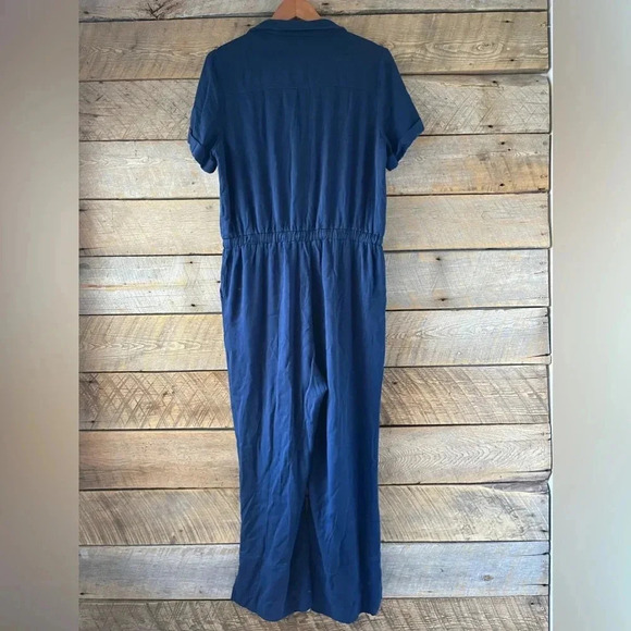 Frye Women’s Large Short Sleeve Utility Jumpsuit Blue Navy Comfortable Stretchy - Picture 7 of 15